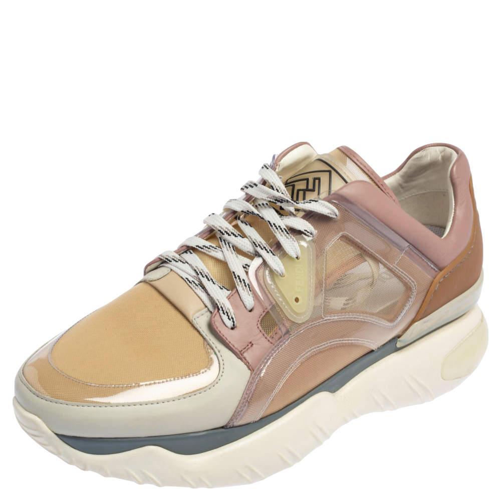 Made from rubber, mesh, and leather, these low-top Fendi sneakers offer the perfect look of luxury to one's everyday style. They're secured with laces, lined with fabric on the insoles, and finished with rubber soles.

