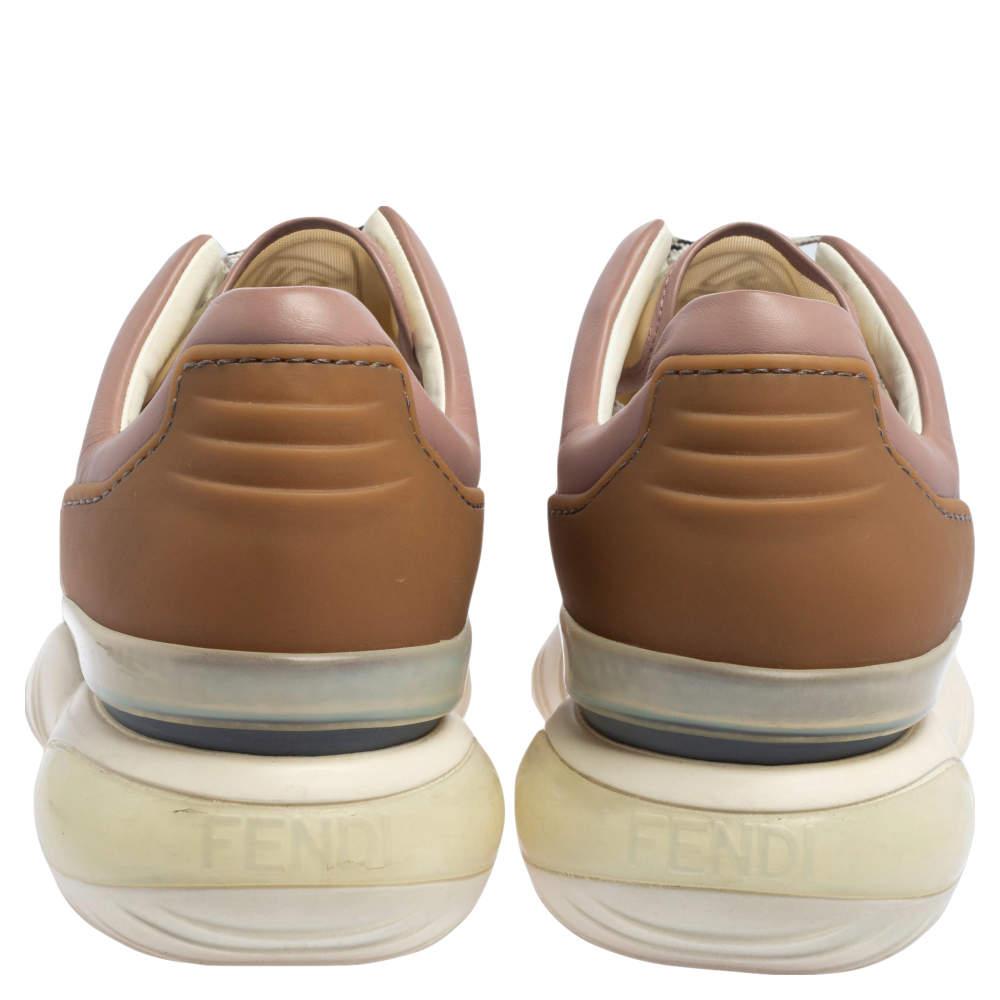 Fendi Multicolor Leather And Mesh Lace Up Sneakers Size 41 In Excellent Condition For Sale In Dubai, Al Qouz 2