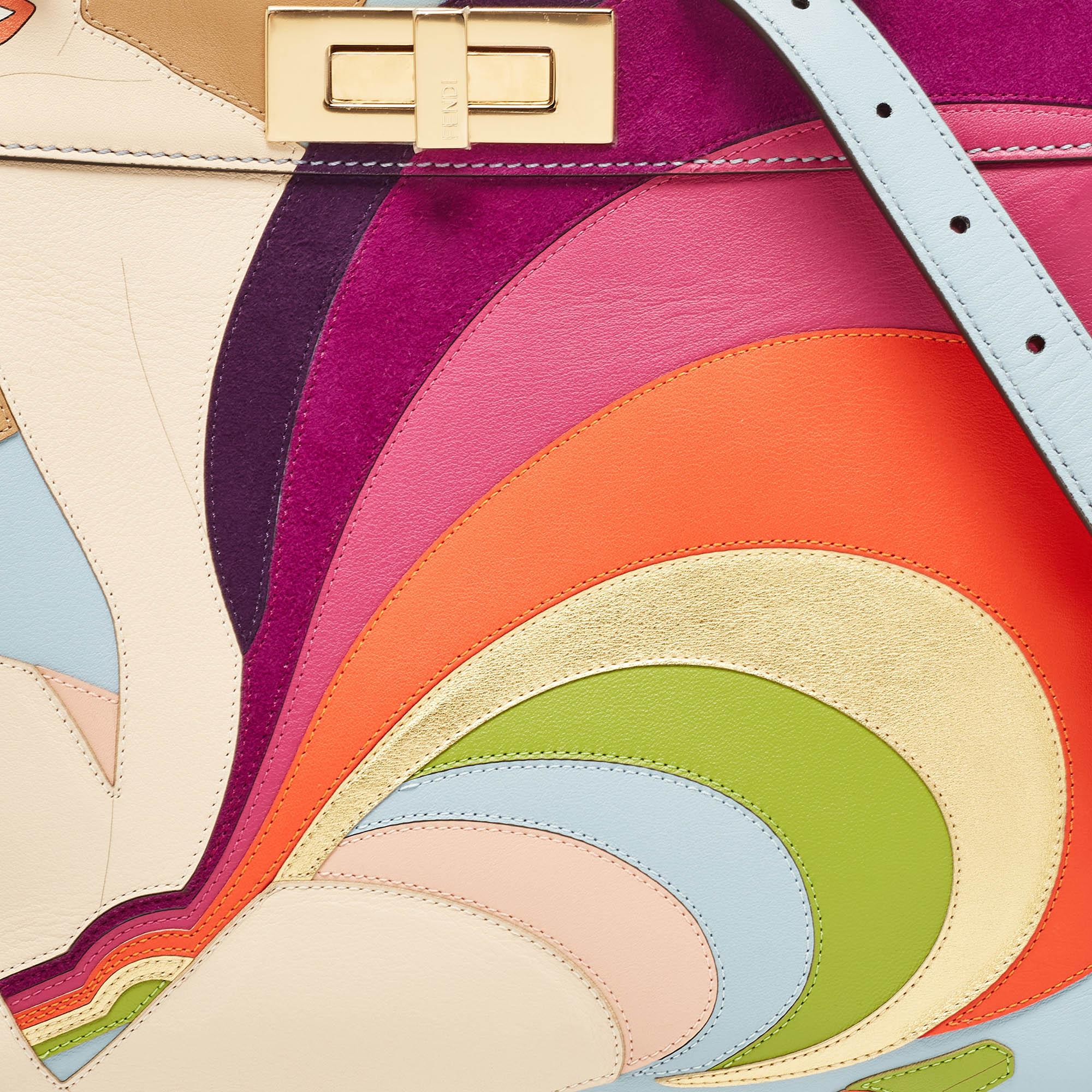 Women's Fendi Multicolor Leather and Suede Medium Girl Inlay ISeeU Top Handle Bag