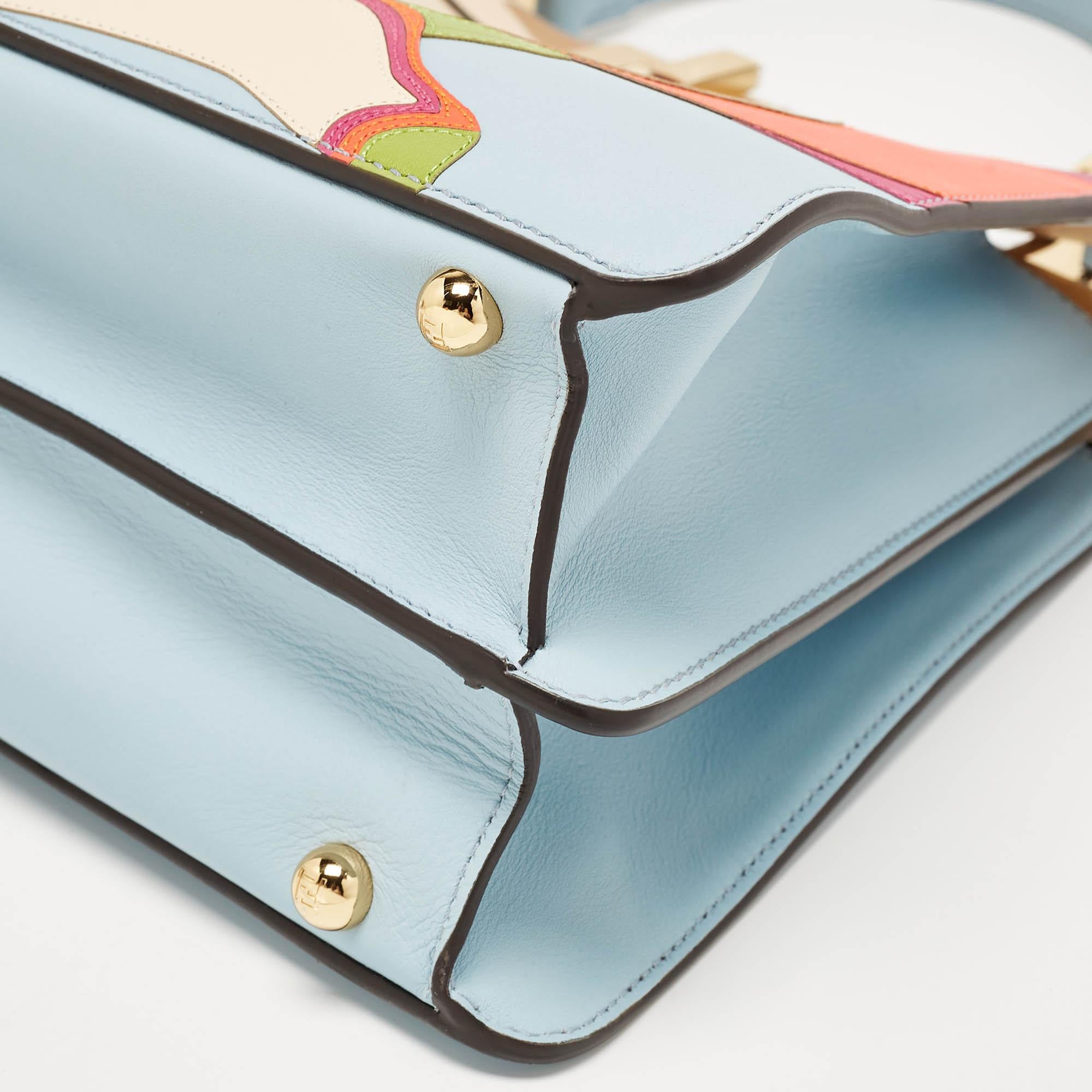 Fendi Multicolor Leather and Suede Medium Girl Inlay ISeeU Top Handle Bag 4
