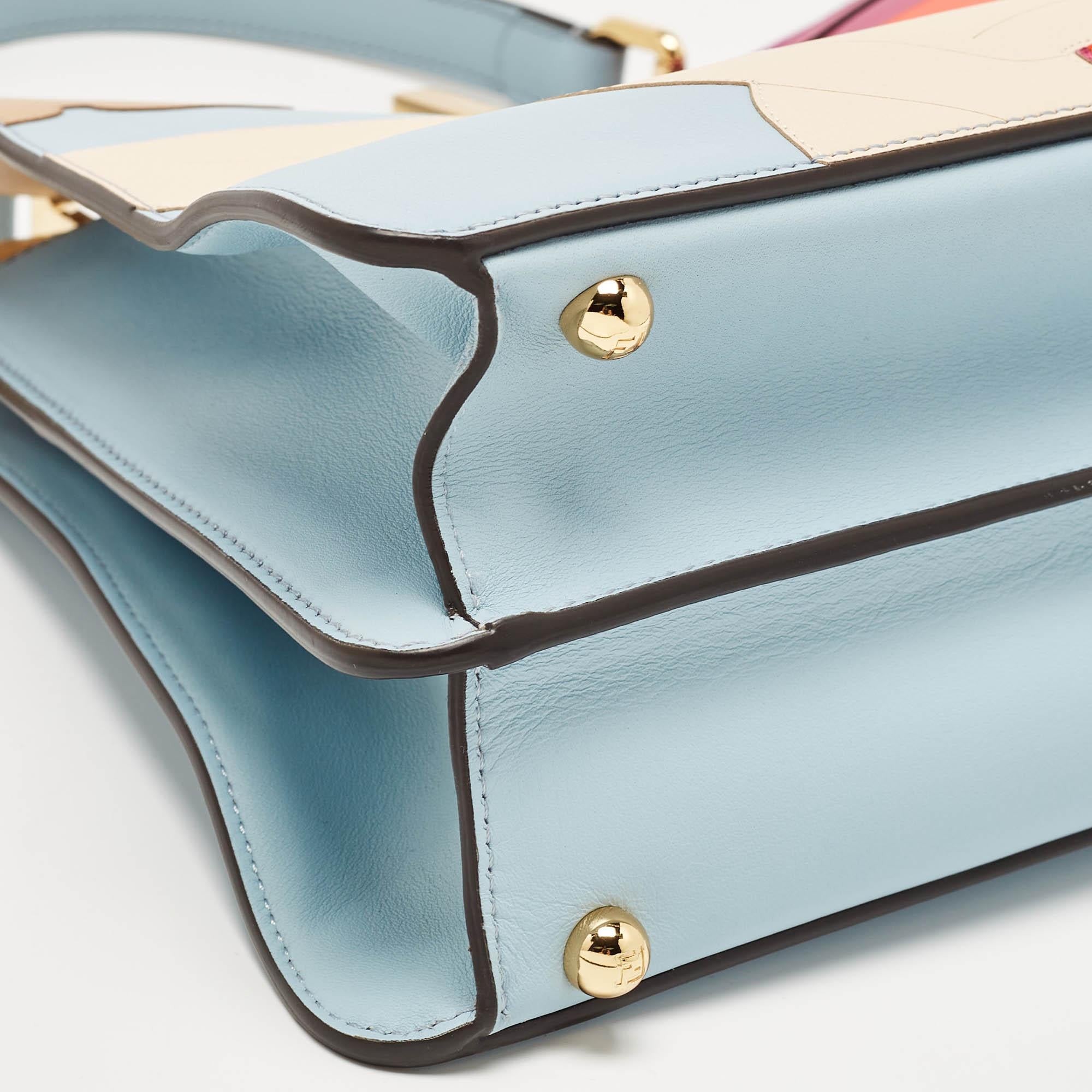 Fendi Multicolor Leather and Suede Medium Girl Inlay ISeeU Top Handle Bag 5