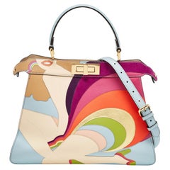 Fendi Multicolor Leder und Wildleder Medium Girl Inlay ISeeU Top Handle Bag aus Leder und Wildleder