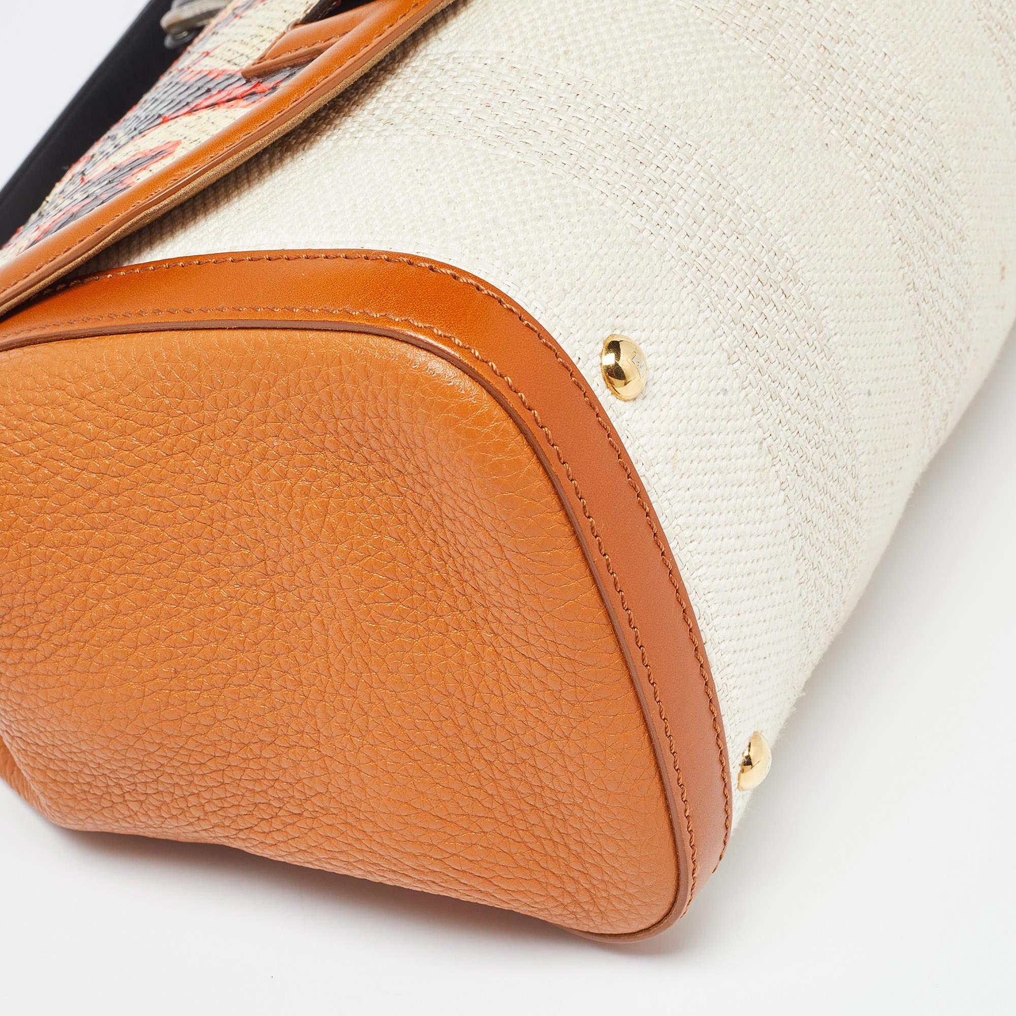 Fendi Multicolor Leather, Canvas and Snakeskin Silvana Top Handle Bag 7