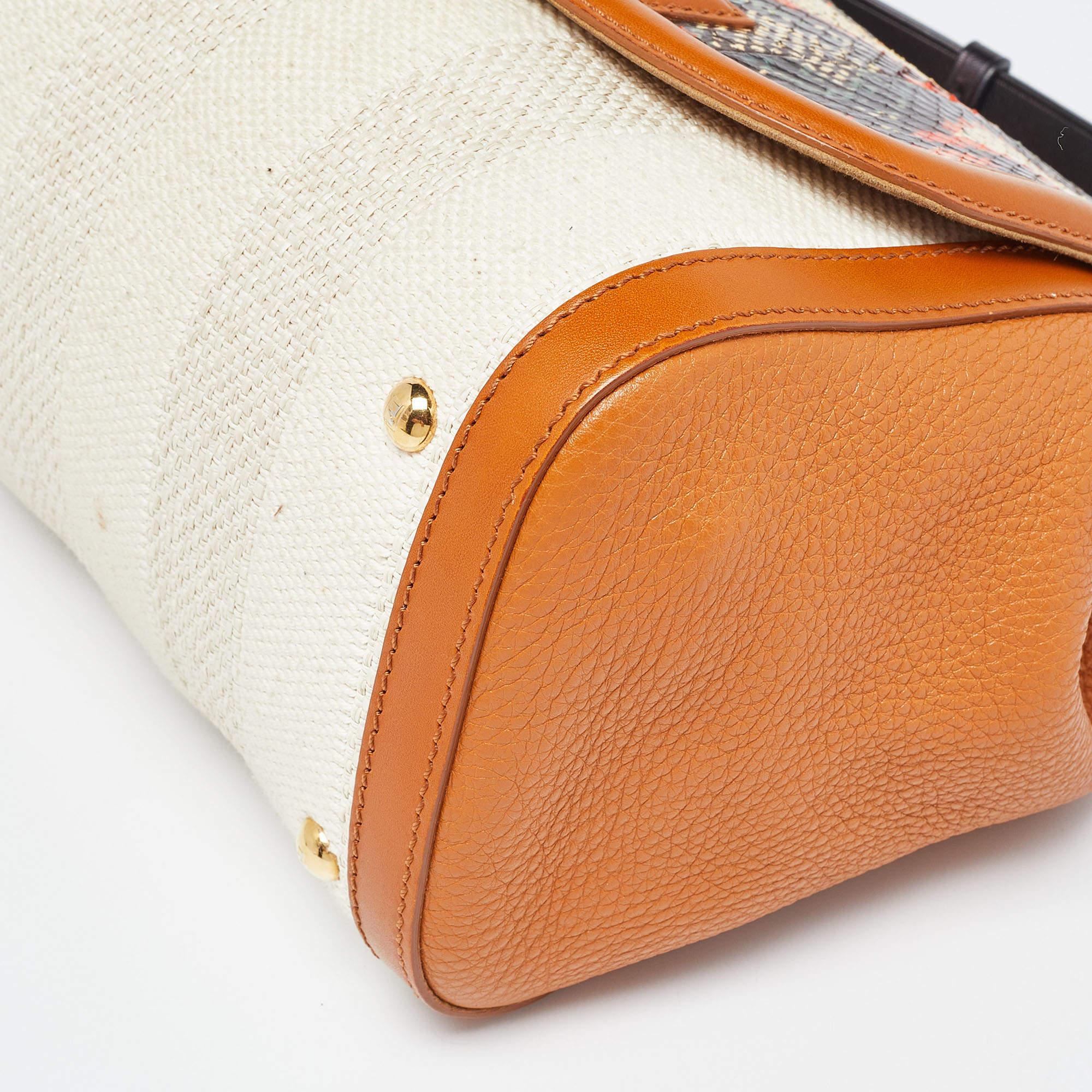 Fendi Multicolor Leather, Canvas and Snakeskin Silvana Top Handle Bag 8