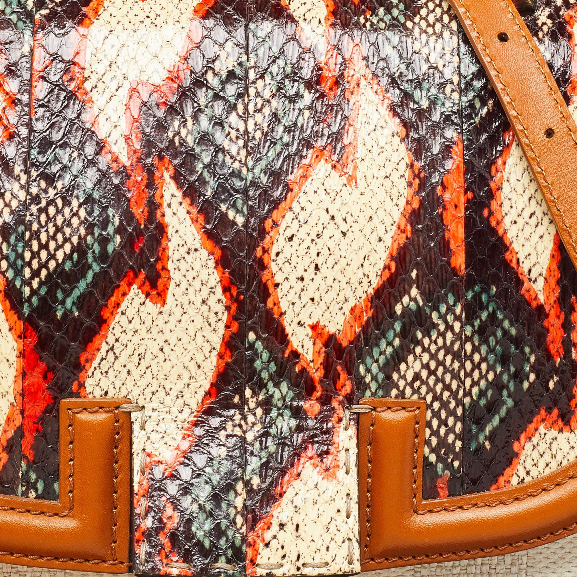 Fendi Multicolor Leather, Canvas and Snakeskin Silvana Top Handle Bag 5