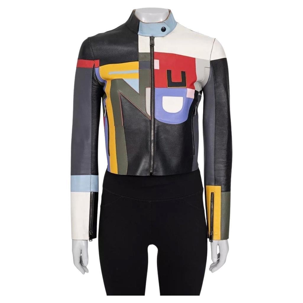 Fendi Multicolor Leather Cropped Jacket - Size 40