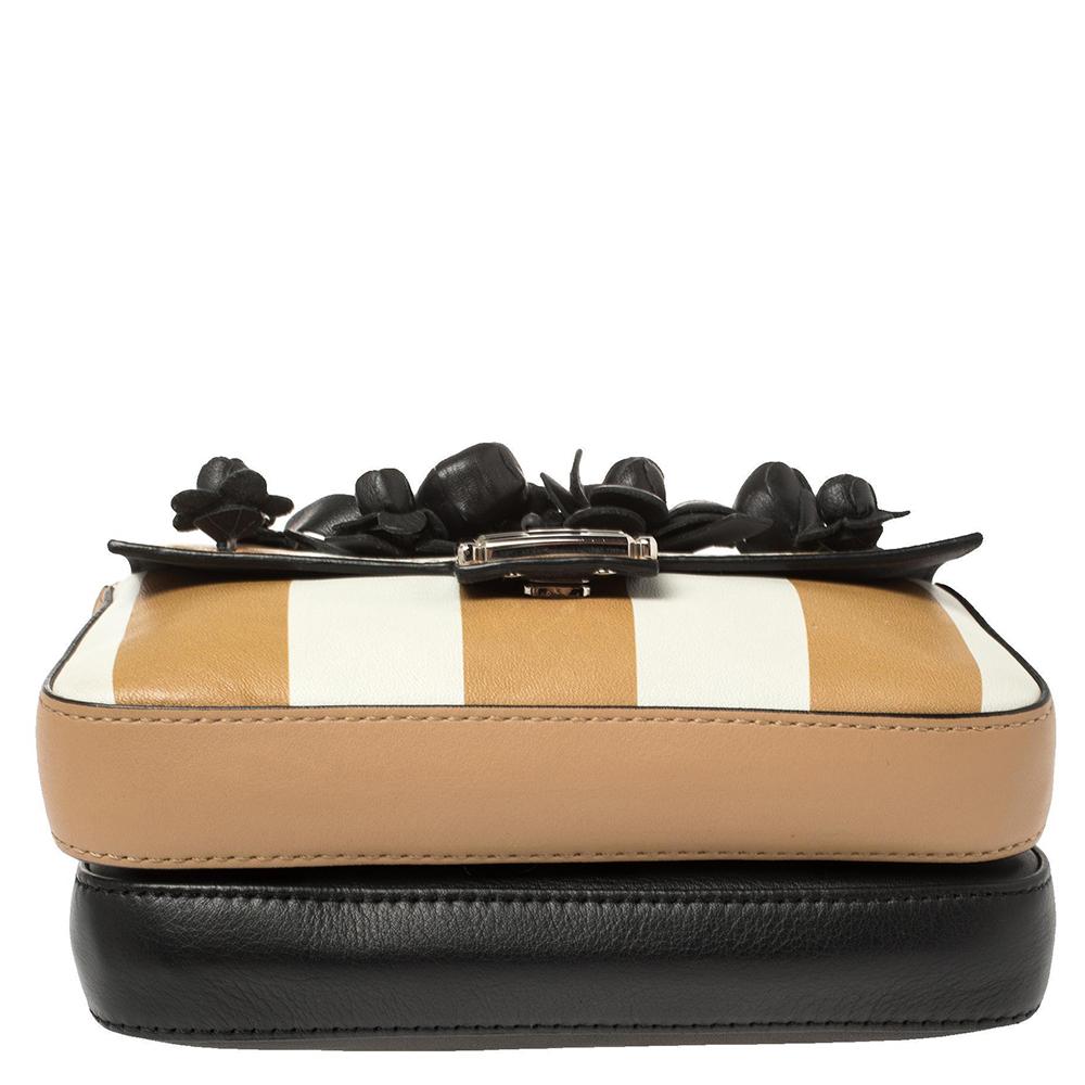 Fendi Multicolor Leather Flower Embellished Micro Double Baguette Bag 5