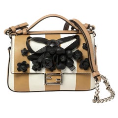 Fendi Multicolor Leather Flower Embellished Micro Double Baguette Bag