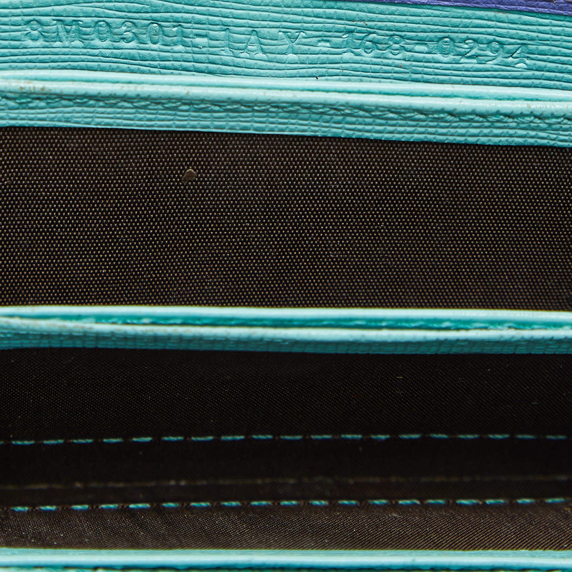 Purple Fendi Multicolor Leather Gusset Card Holder