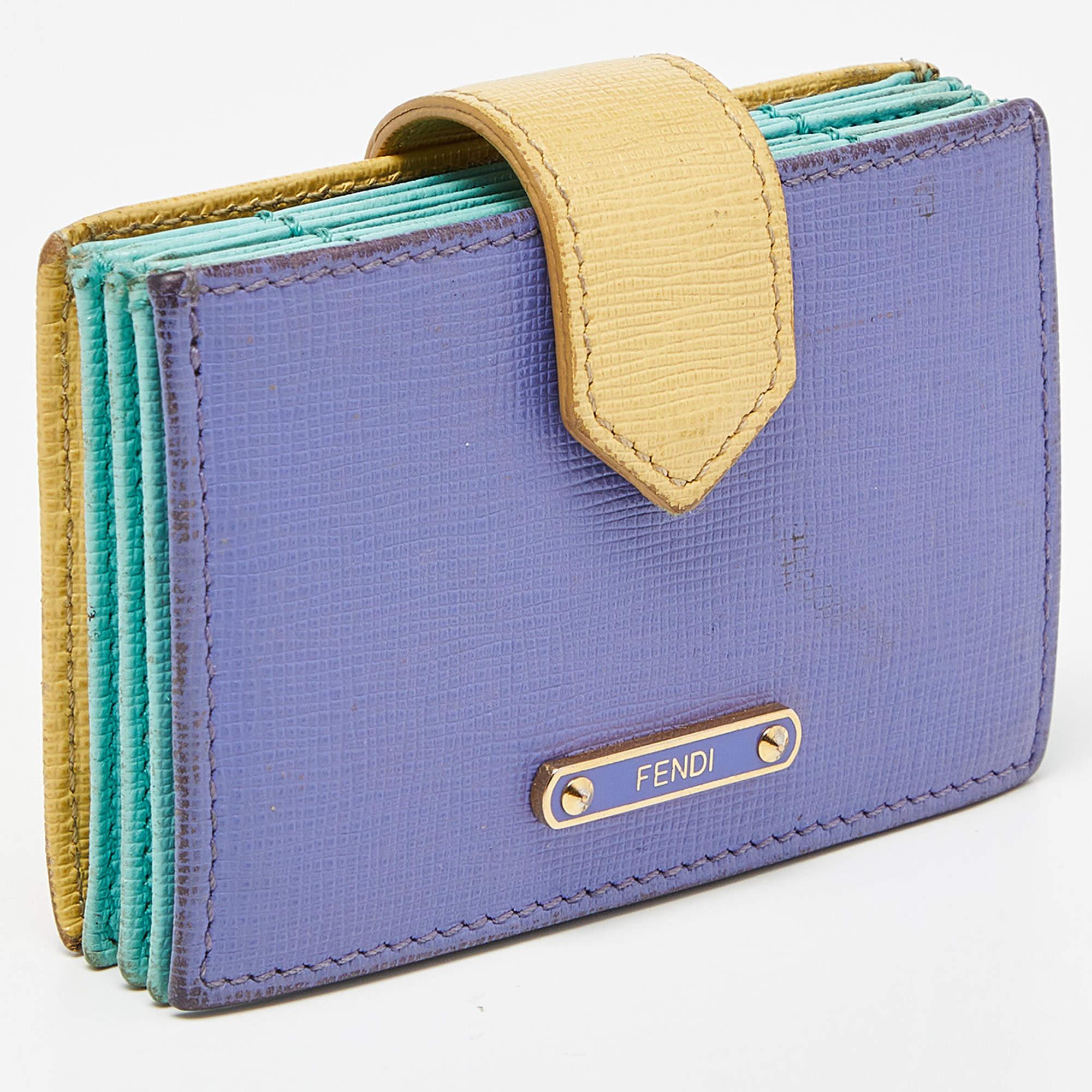 Fendi Multicolor Leather Gusset Card Holder In Fair Condition In Dubai, Al Qouz 2