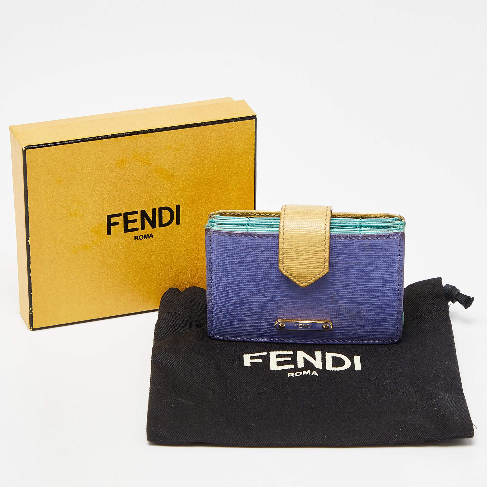 Fendi Multicolor Leather Gusset Card Holder 2