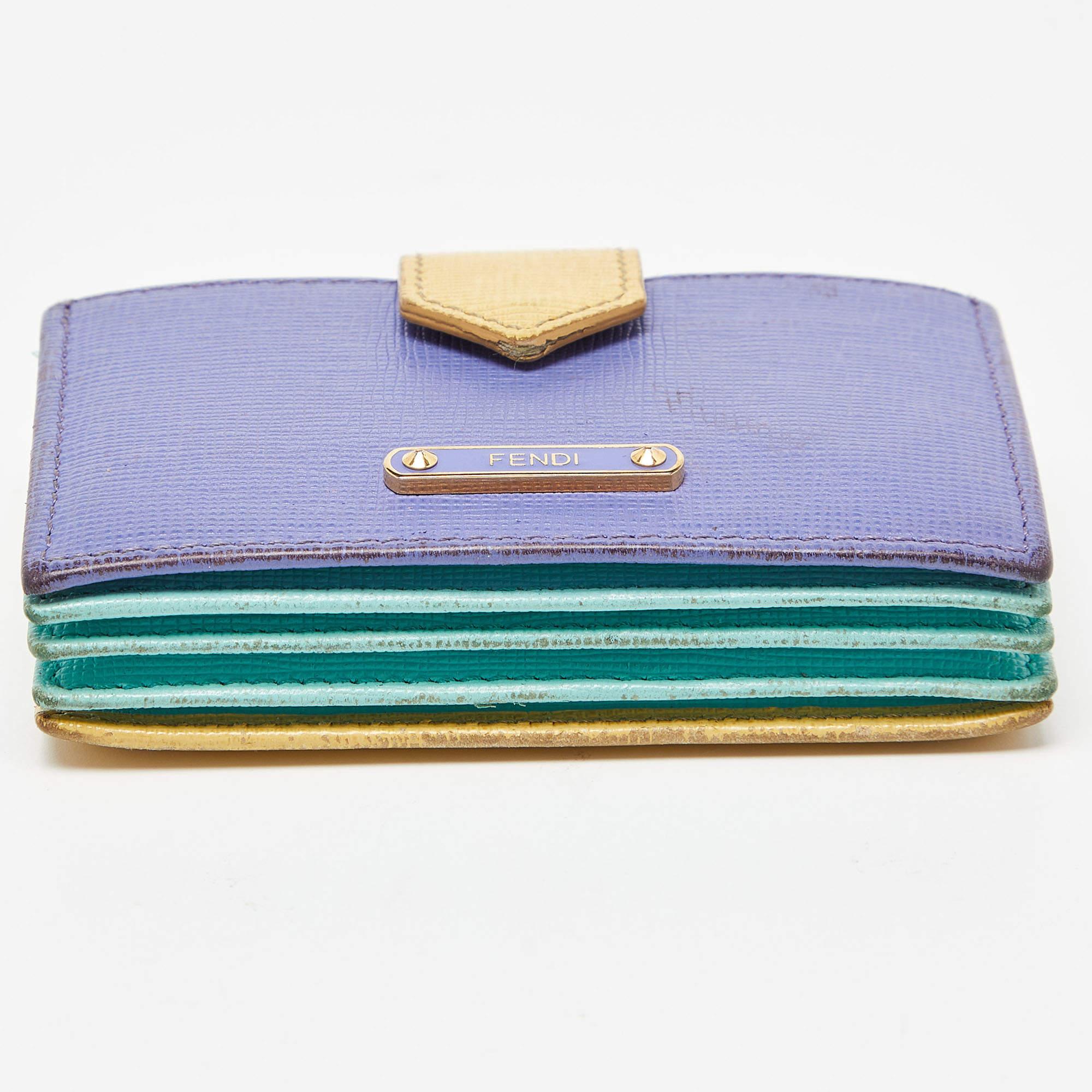 Fendi Multicolor Leather Gusset Card Holder 3