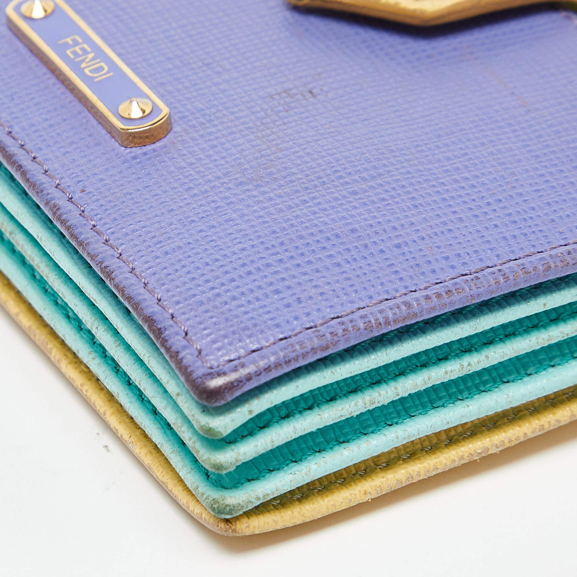 Fendi Multicolor Leather Gusset Card Holder 4