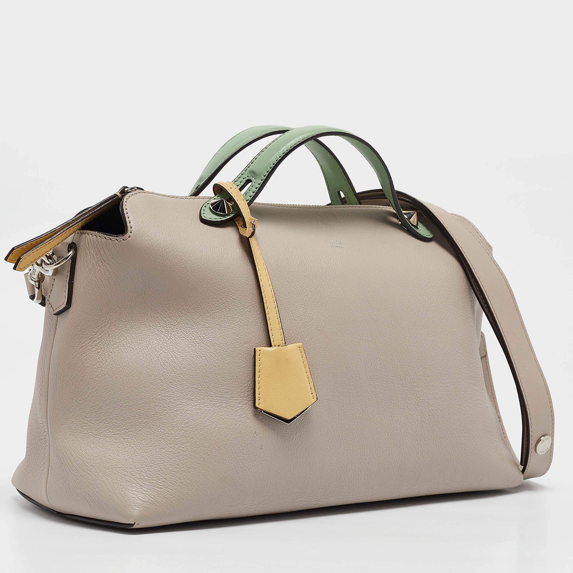 Brown Fendi Multicolor Leather Large By The Way Boston Bag For Sale