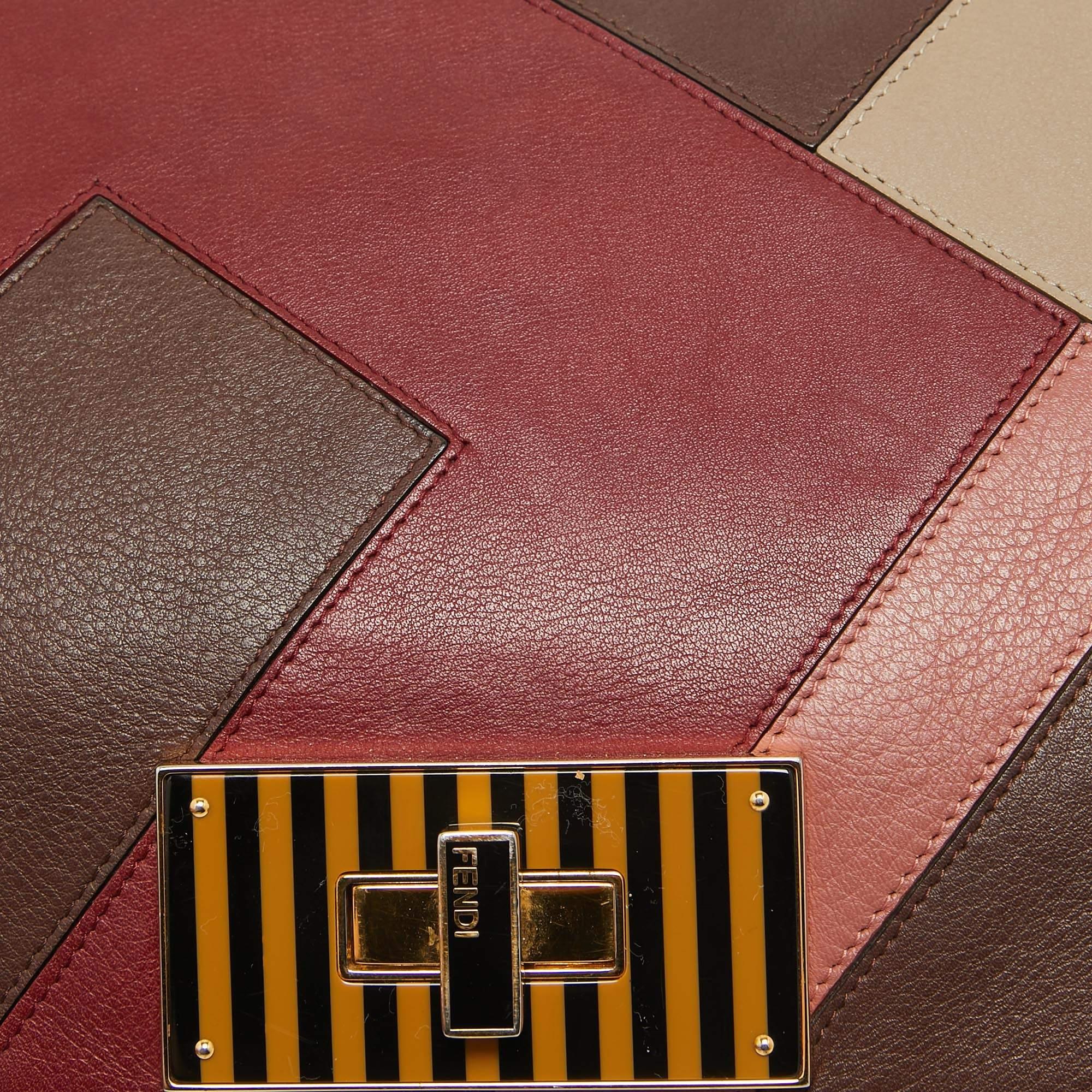 Women's Fendi Multicolor Leather Large Claudia Colorblock Shoulder Bag