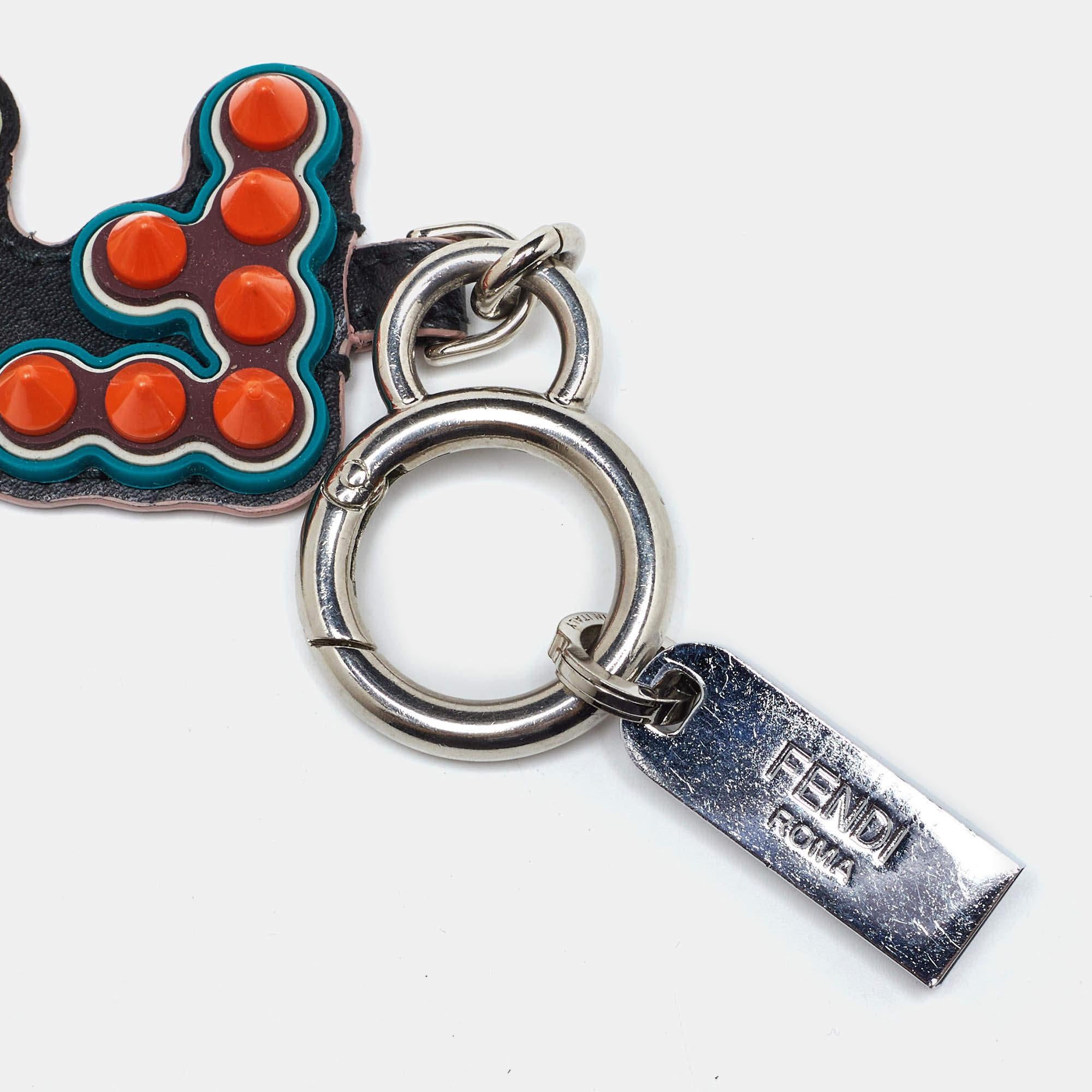 Women's Fendi Multicolor Leather Logo Spike USB Key Chain