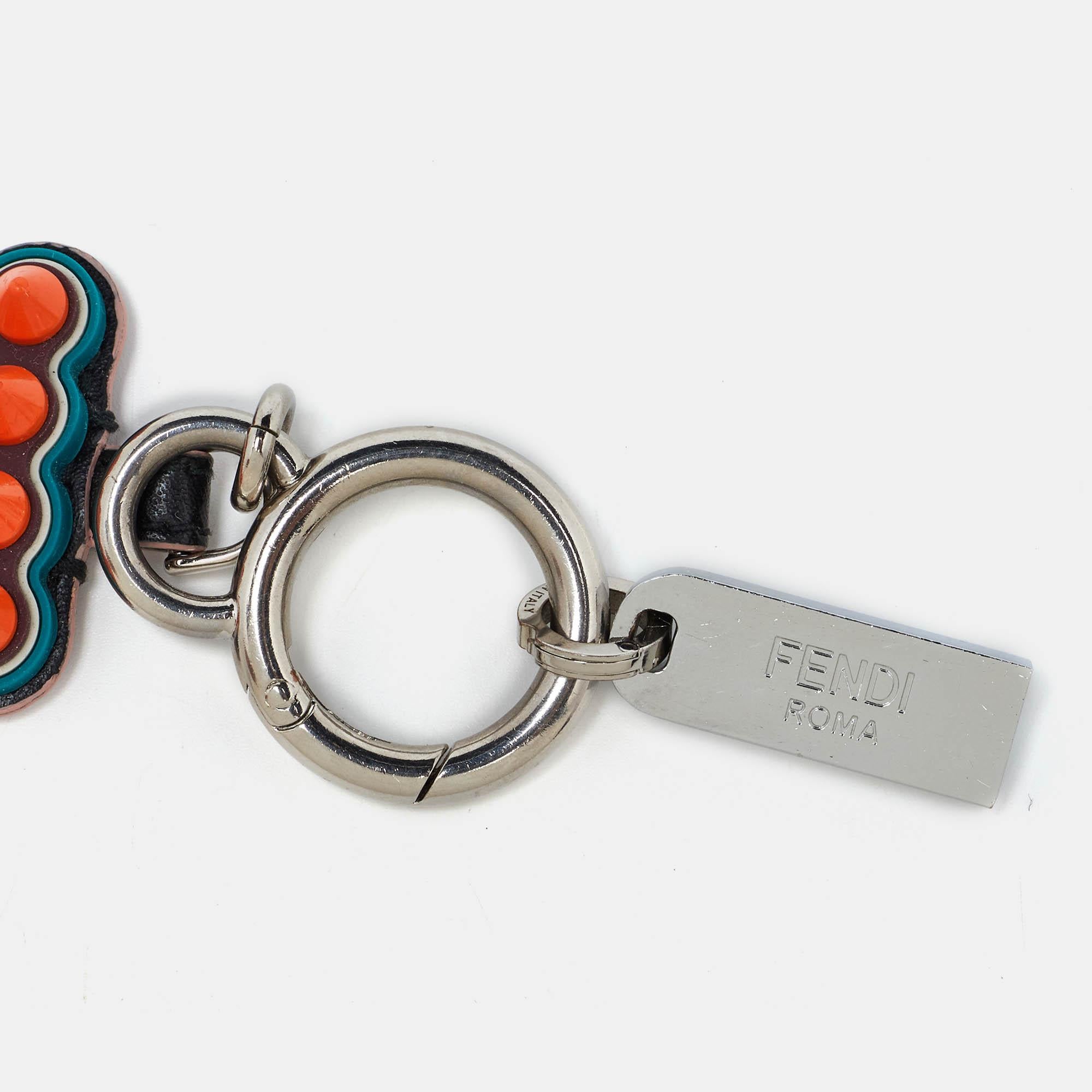 Fendi Multicolor Leather Logo Spike USB Key Chain 1