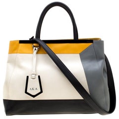 Fendi Multicolor Leather Medium Colorblock 2Jours Tote