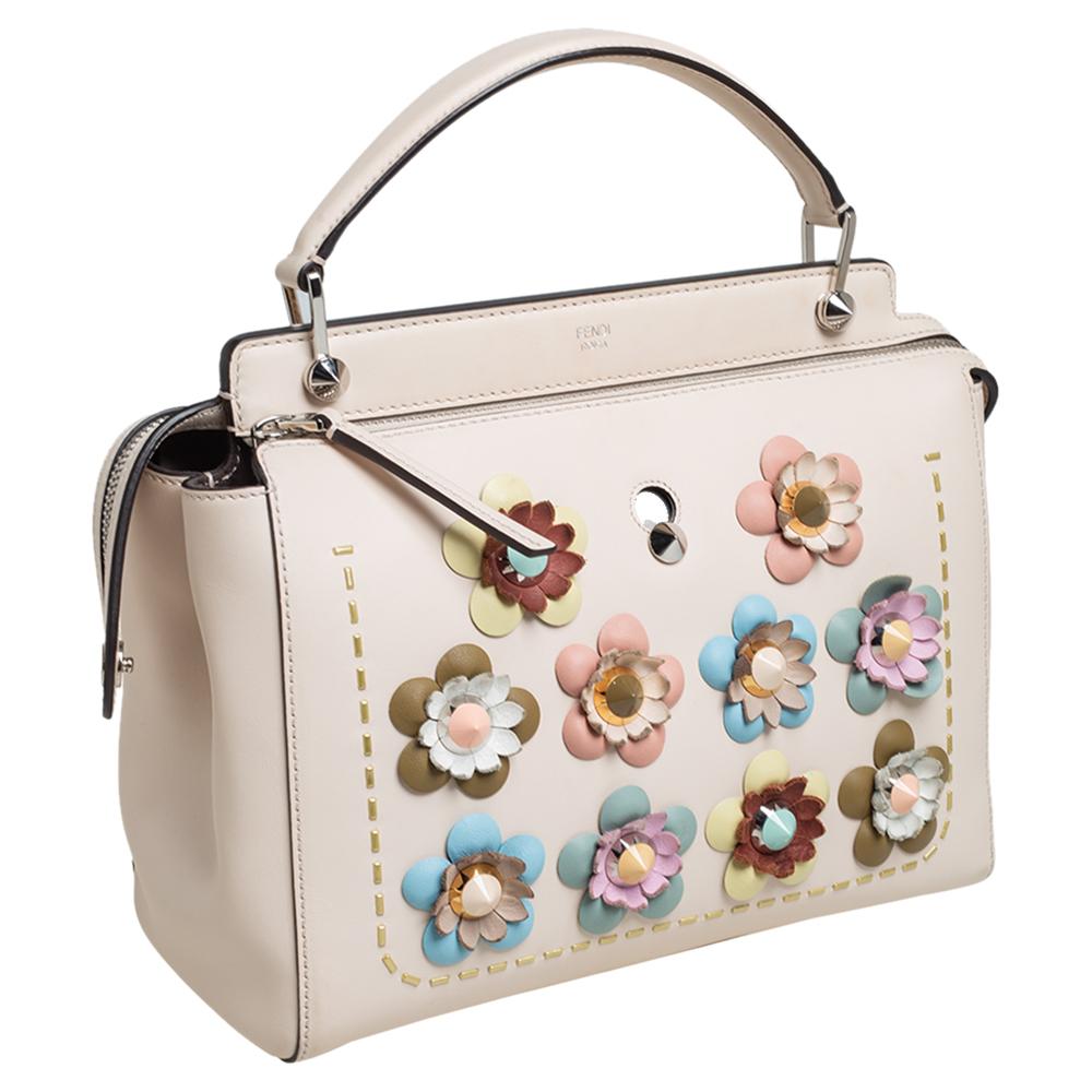 Fendi Multicolor Leather Medium Flowerland Dotcom Top Handle Bag at ...