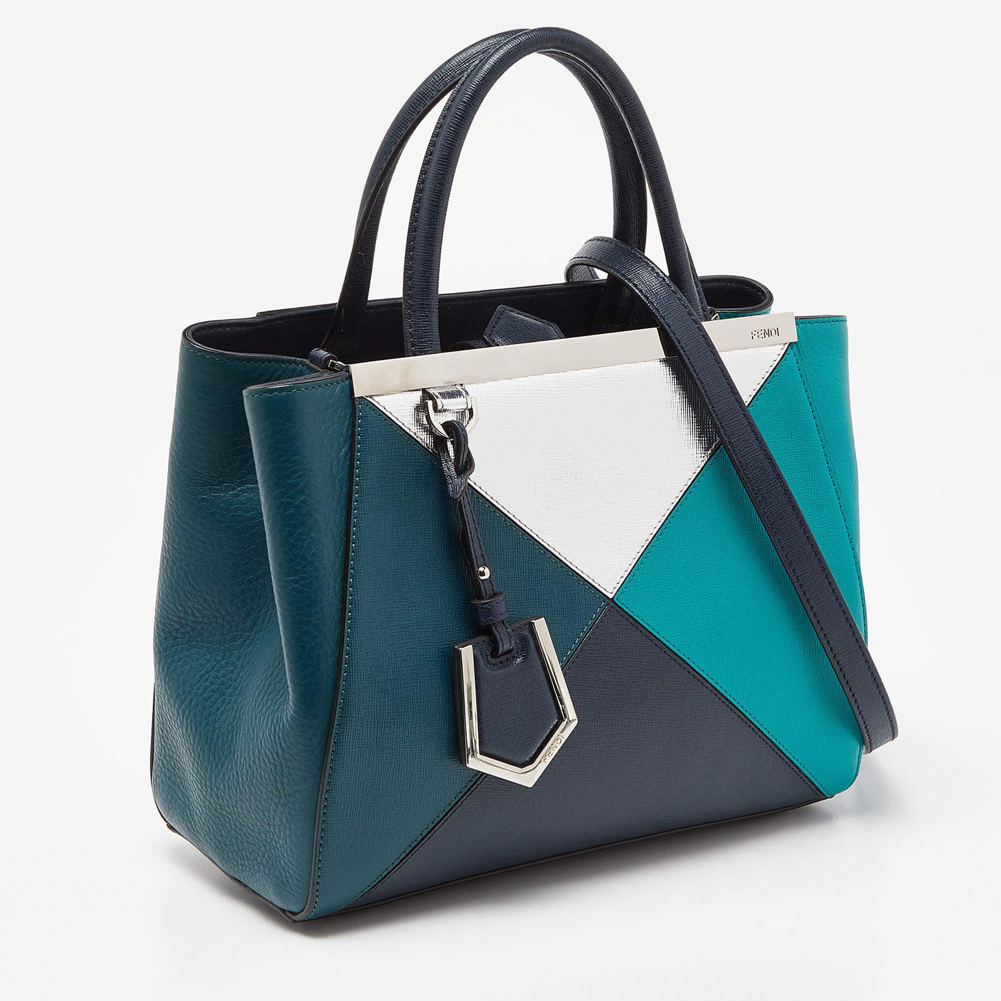 Fendi - Mini sac cabas 2jours géométrique en cuir multicolore Bon état - En vente à Dubai, Al Qouz 2