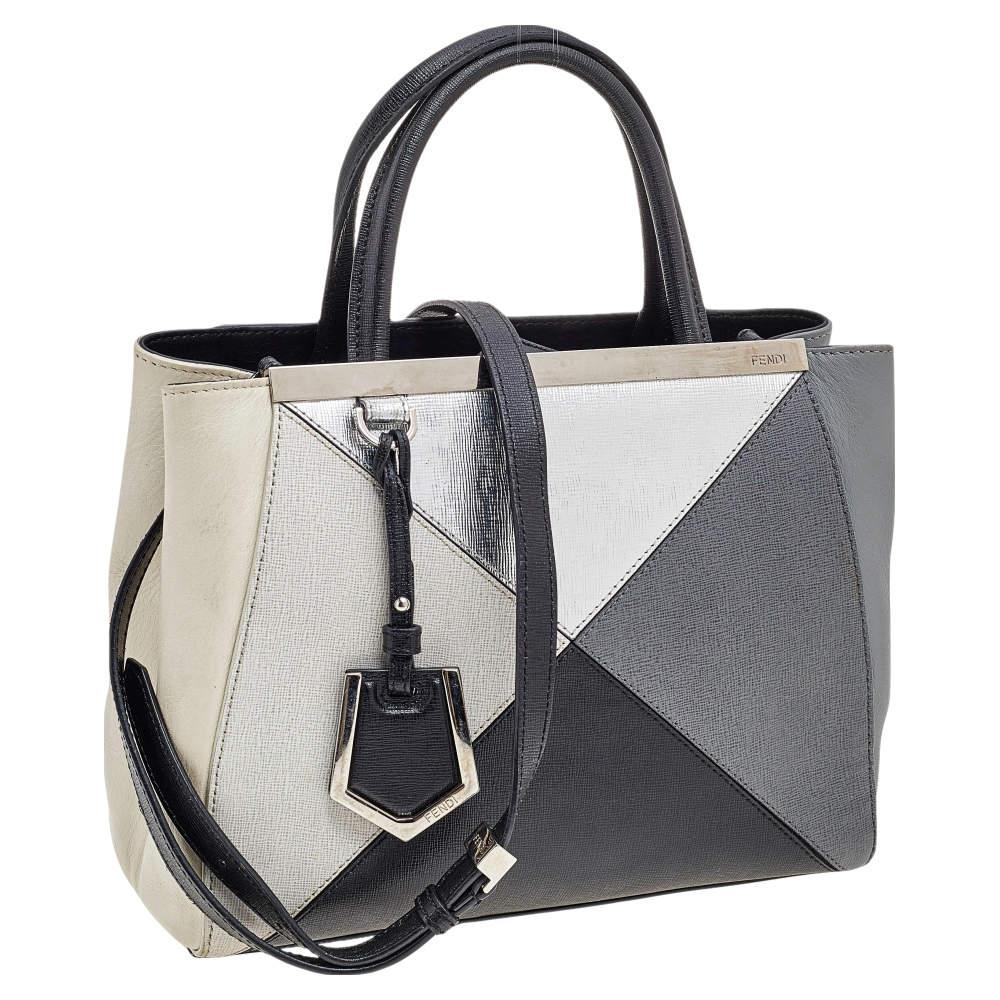 Fendi - Mini sac cabas 2jours géométrique en cuir multicolore Pour femmes en vente