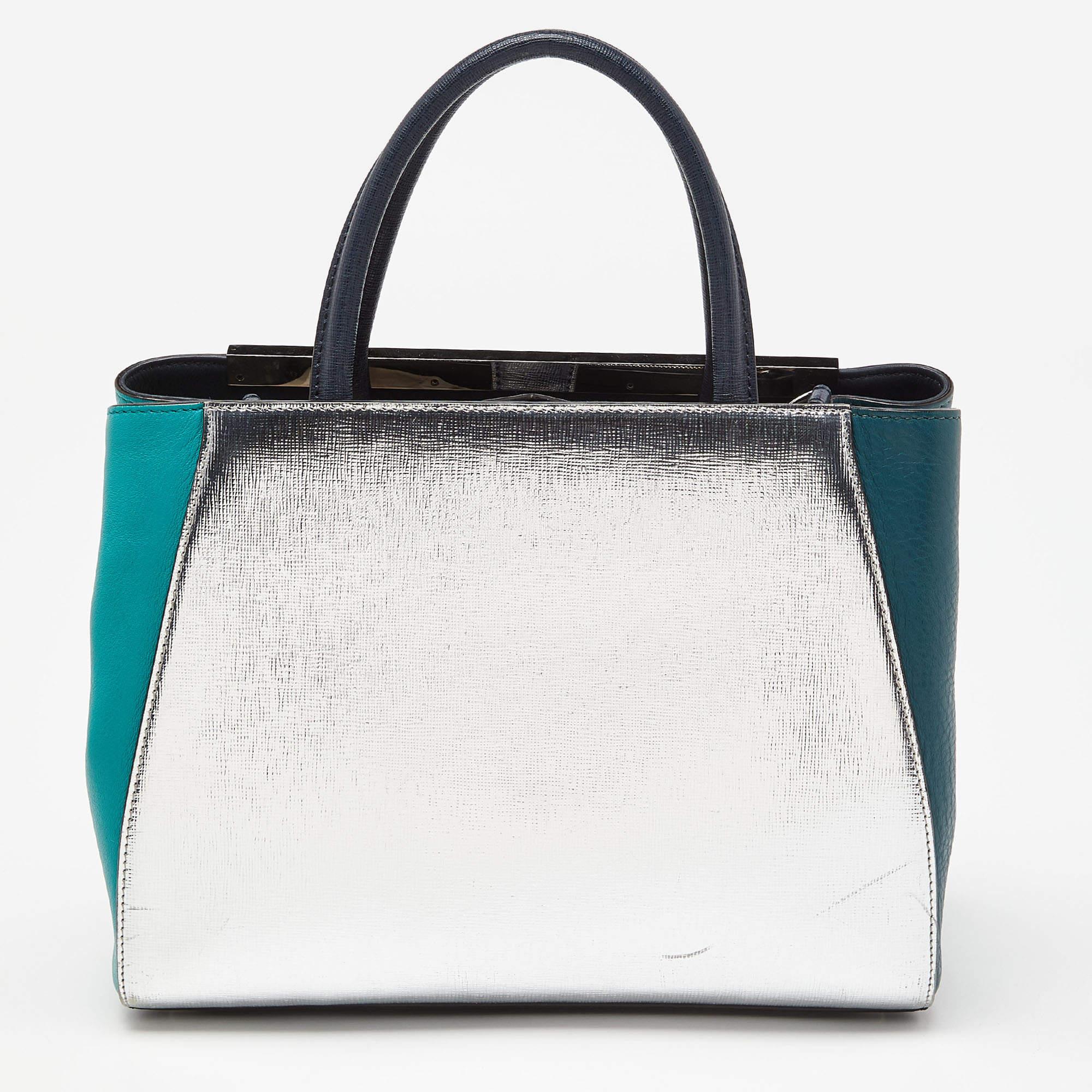 Fendi Mini-Geometrische 2jours-Tasche aus mehrfarbigem Leder im Angebot 1
