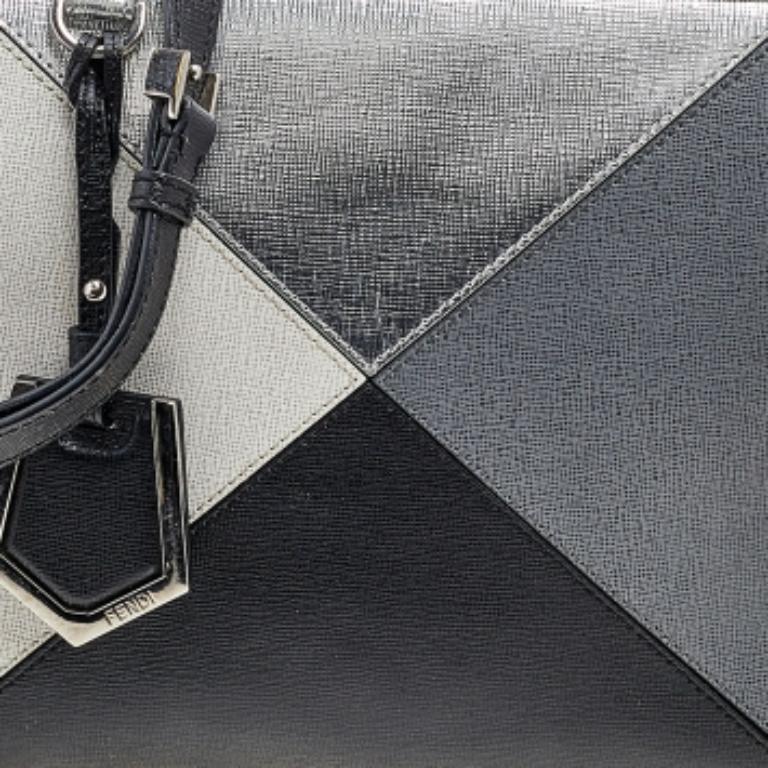 Fendi Mini-Geometrische 2jours-Tasche aus mehrfarbigem Leder im Angebot 3