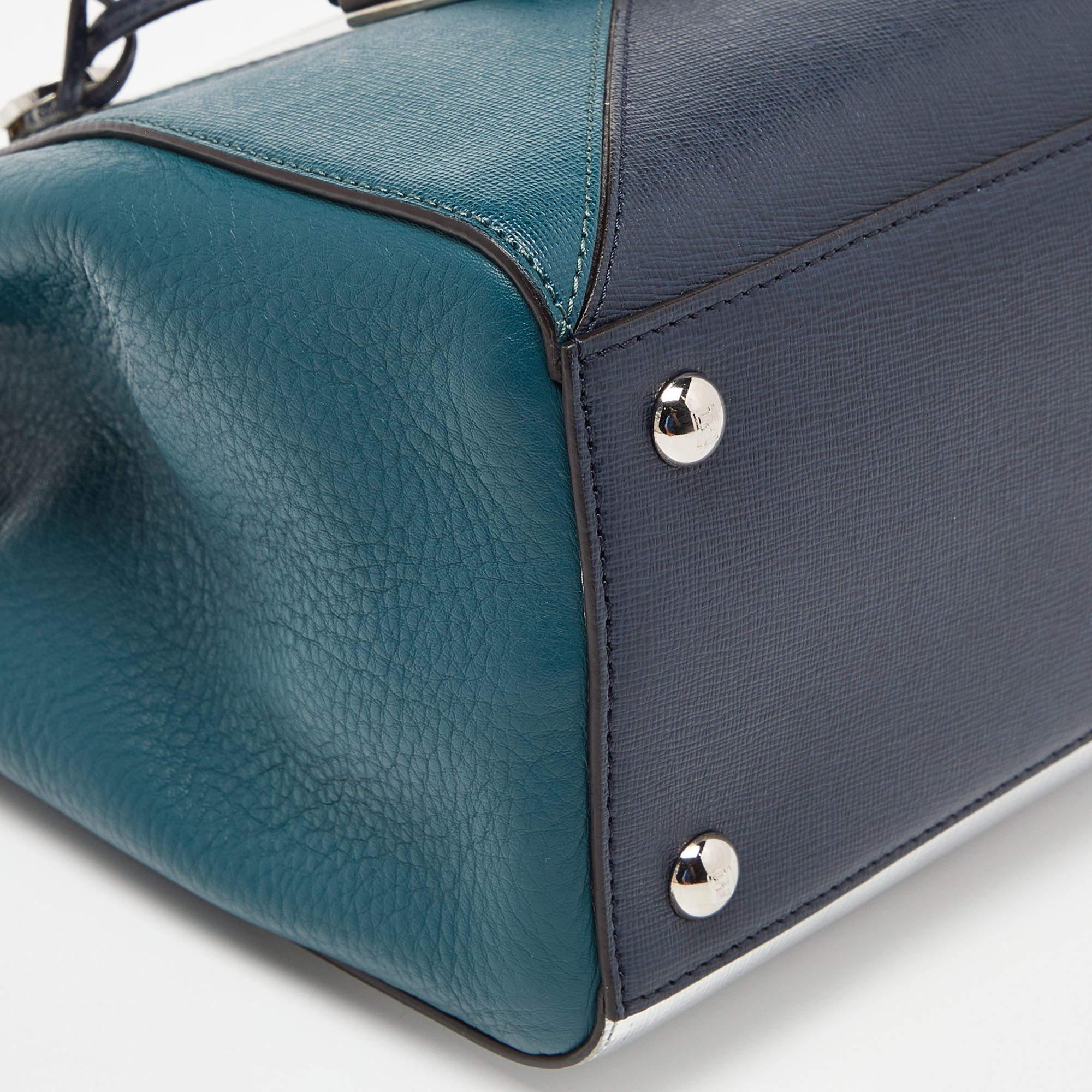 Fendi Multicolor Leather Mini Geometric 2jours Tote For Sale 4