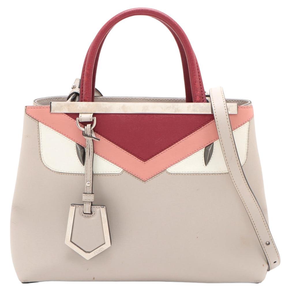 Fendi Multicolor Leather Monster Eyes Petite 2Jours Two Way Handbag For Sale at 1stDibs