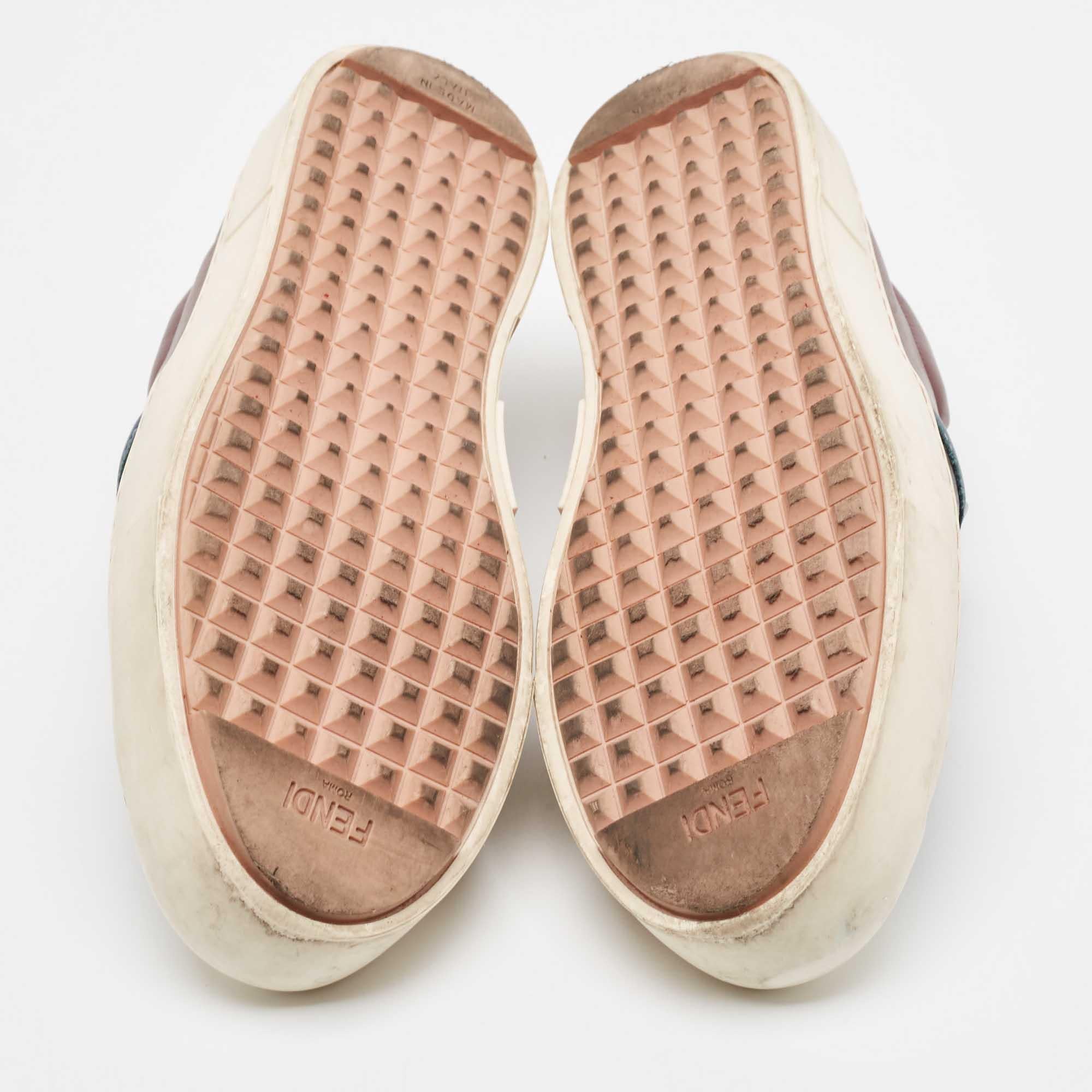Fendi Multicolor Leather Monster Slip On Sneakers Size 36.5 For Sale 1