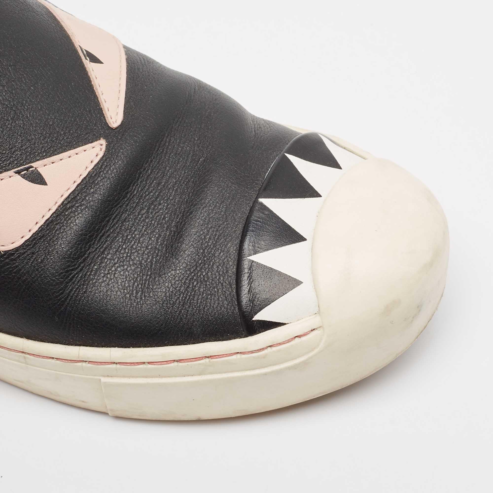 Fendi Multicolor Leather Monster Slip On Sneakers Size 36.5 For Sale 2