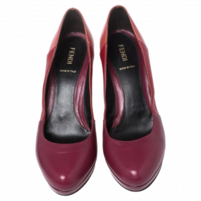 Fendi Multicolor Leather Platform Pumps Size 39 In Good Condition For Sale In Dubai, Al Qouz 2