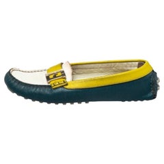 Fendi Multicolor  Leather  Slip On FF Logo Loafers Size 36