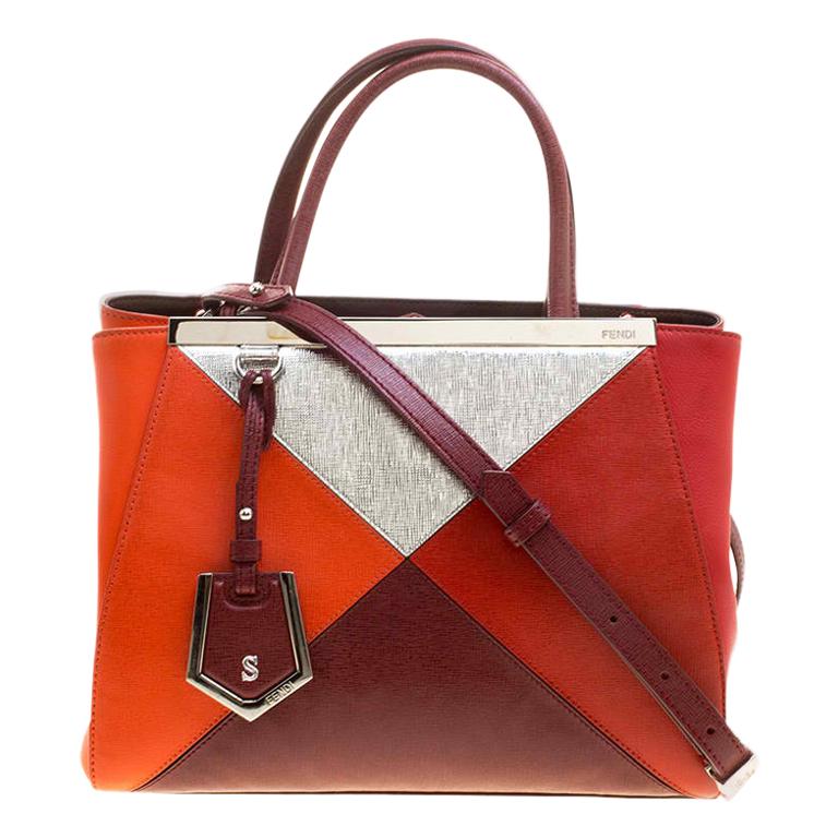Fendi Multicolor Leather Small Geometric 2jours Tote For Sale at 1stDibs