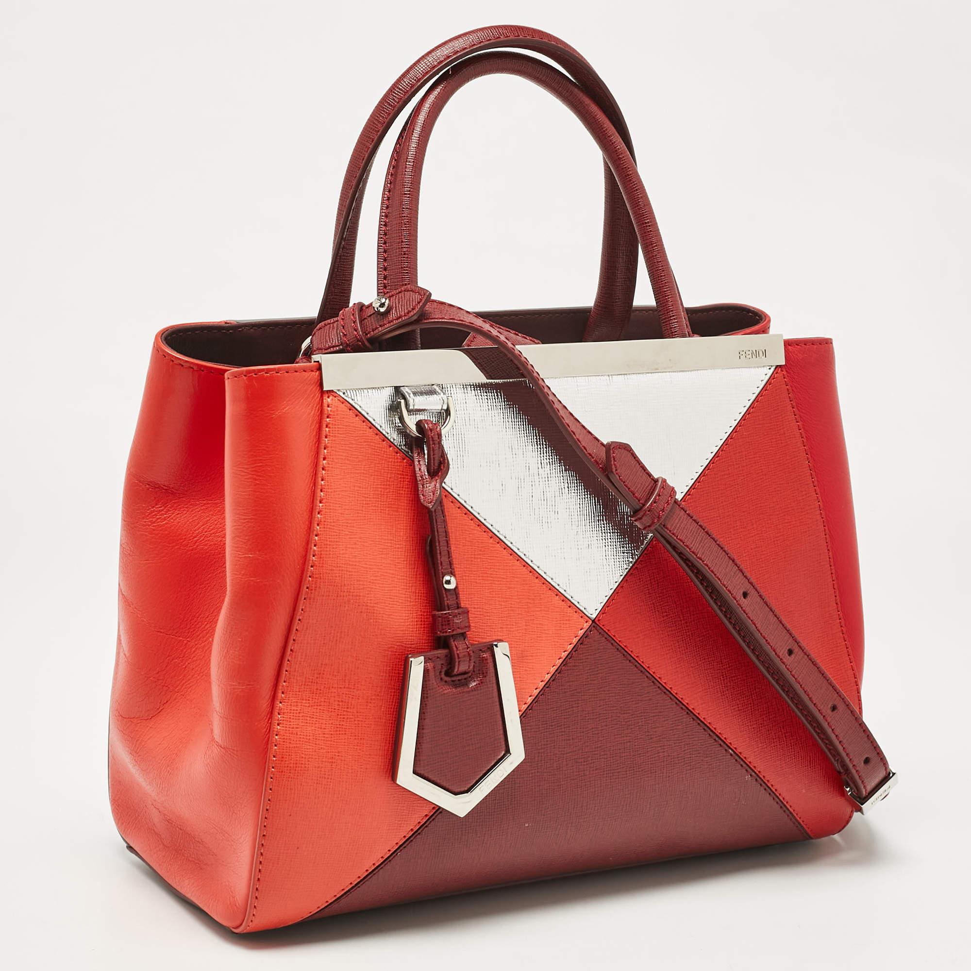 Pink Fendi Multicolor Leather Small Patchwork 2Jours Tote