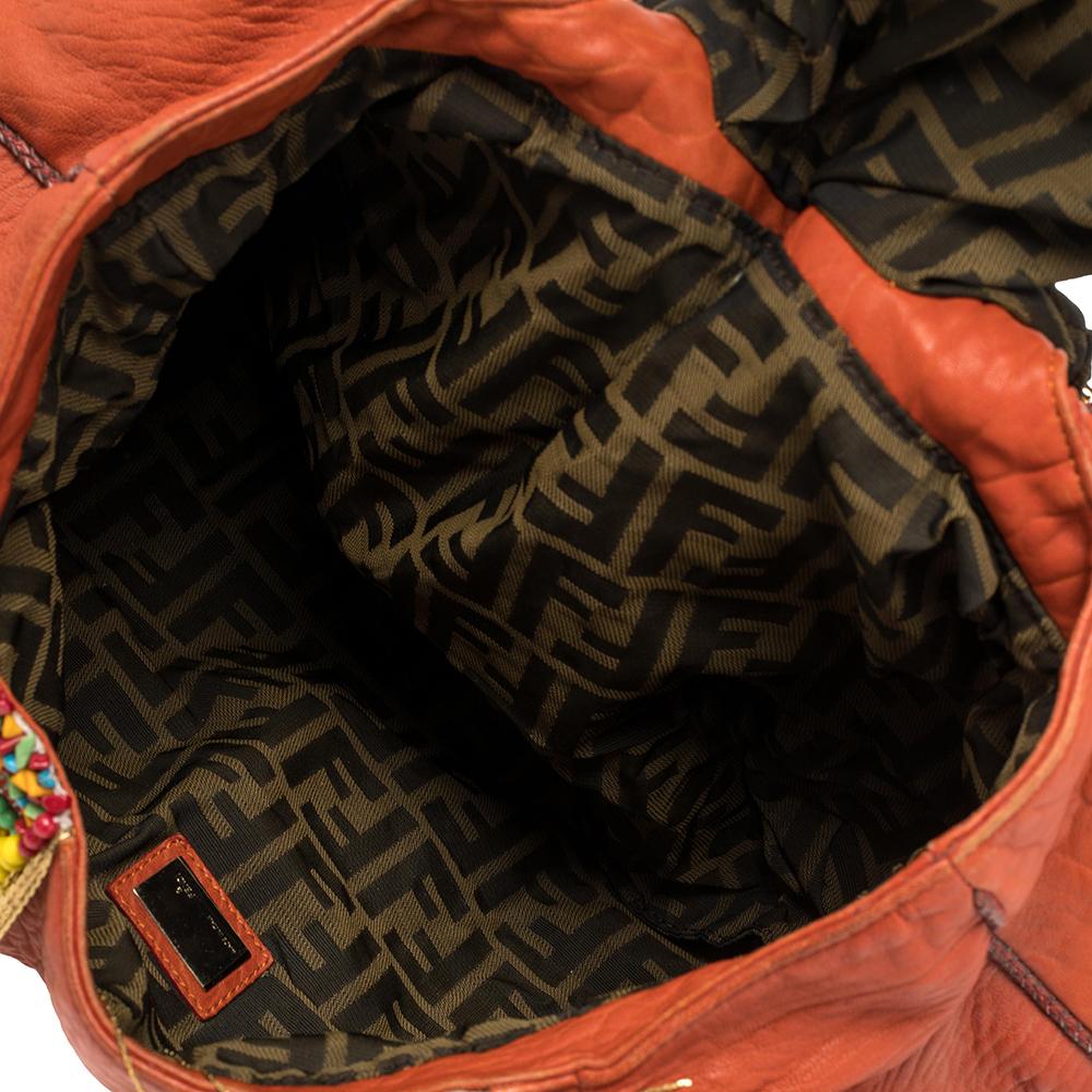 Fendi Multicolor Leather Spy Beaded and Fringe Embellished Bag 7