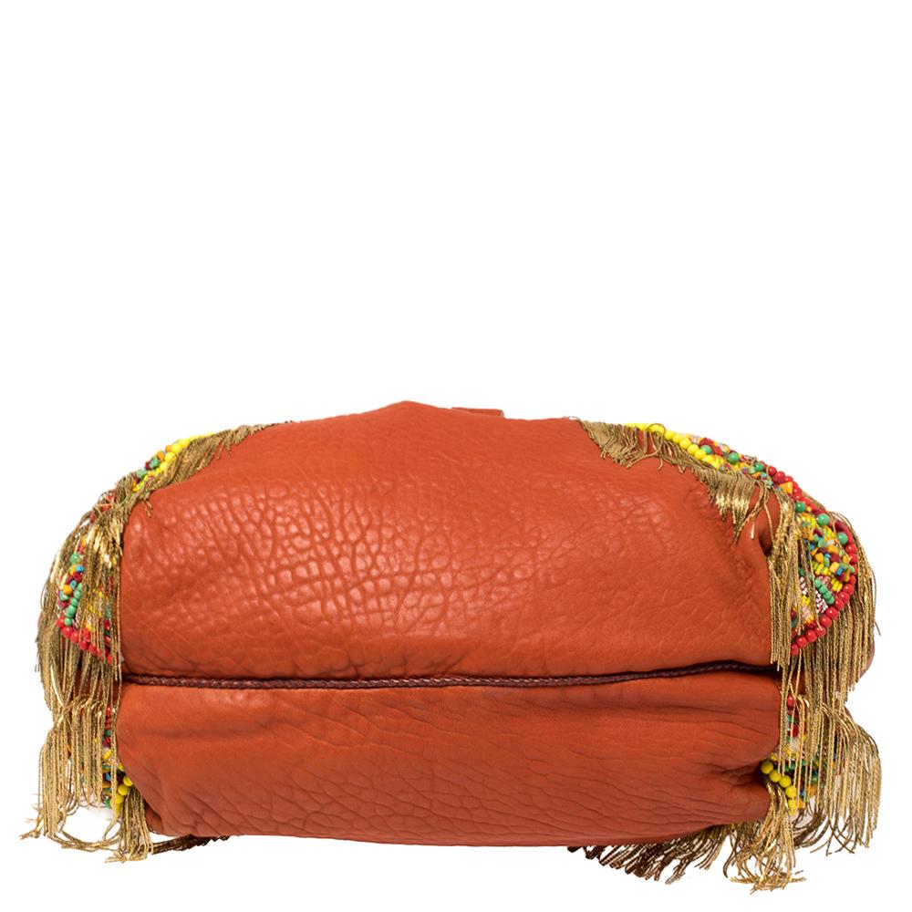 Women's Fendi Multicolor Leather Spy Beaded and Fringe Embellished Bag