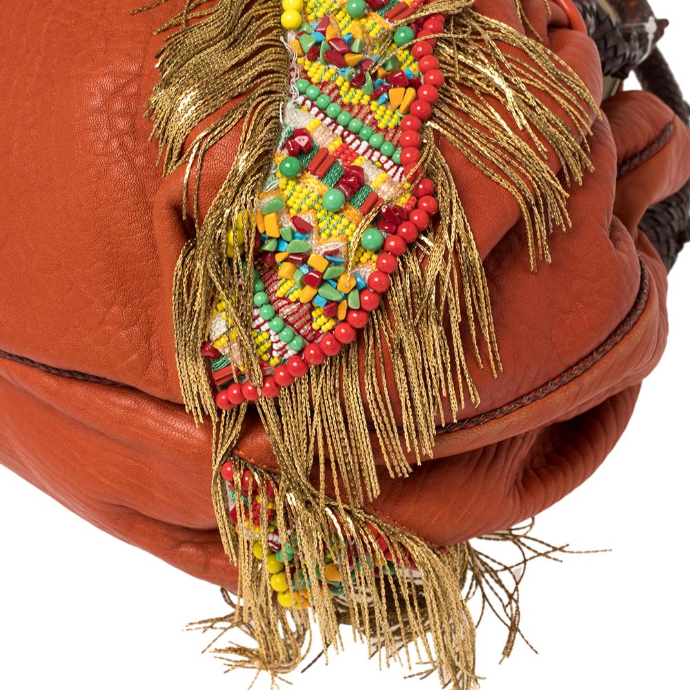 Fendi Multicolor Leather Spy Beaded and Fringe Embellished Bag 1