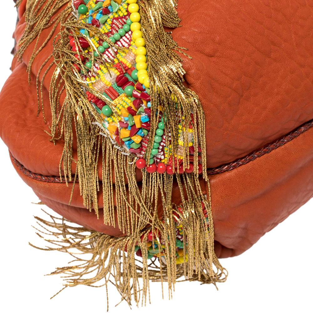 Fendi Multicolor Leather Spy Beaded and Fringe Embellished Bag 2