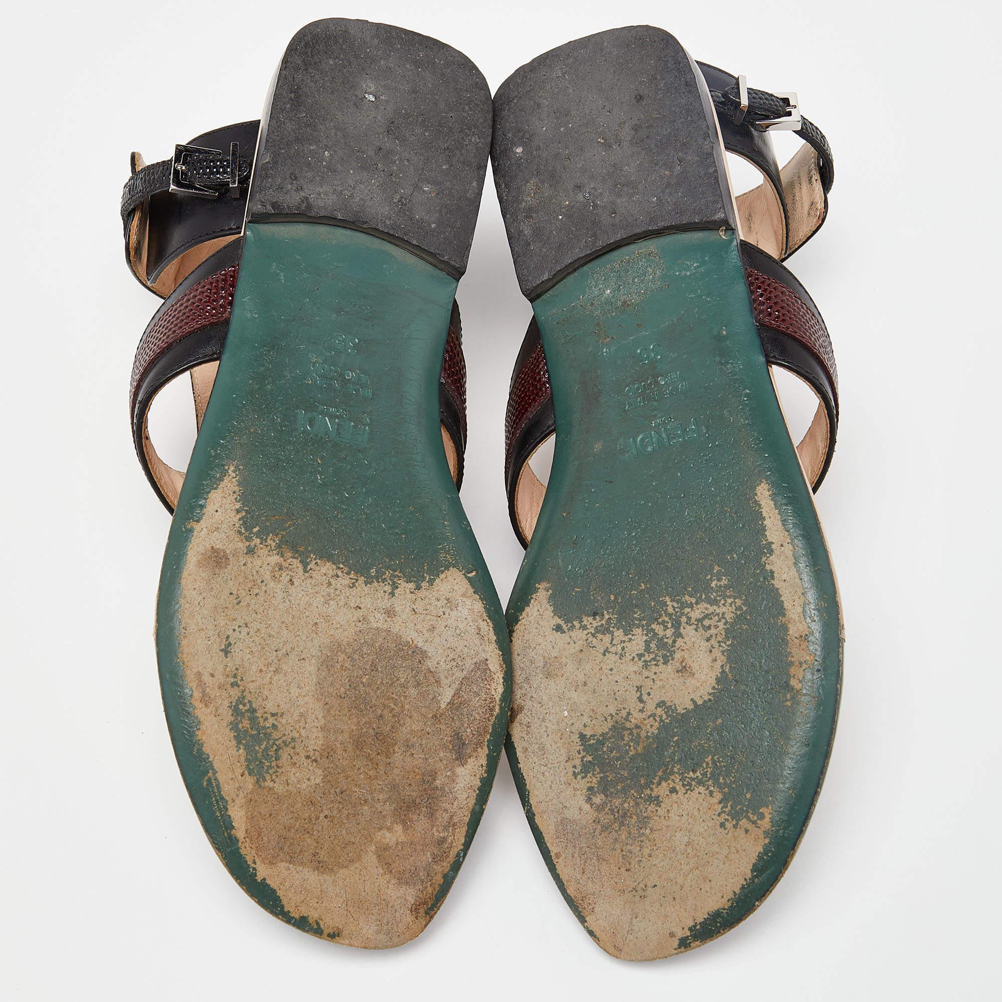  Fendi Multicolor Leather Studded Ankle Strap Flat Sandals Size 35 3