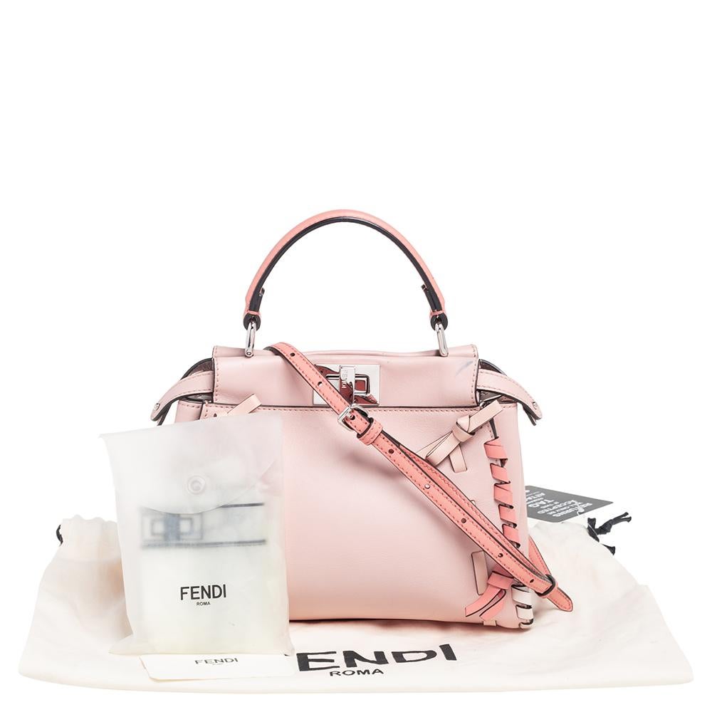 Fendi Multicolor Leather Whip Stitch Mini Peekaboo Top Handle Bag 5