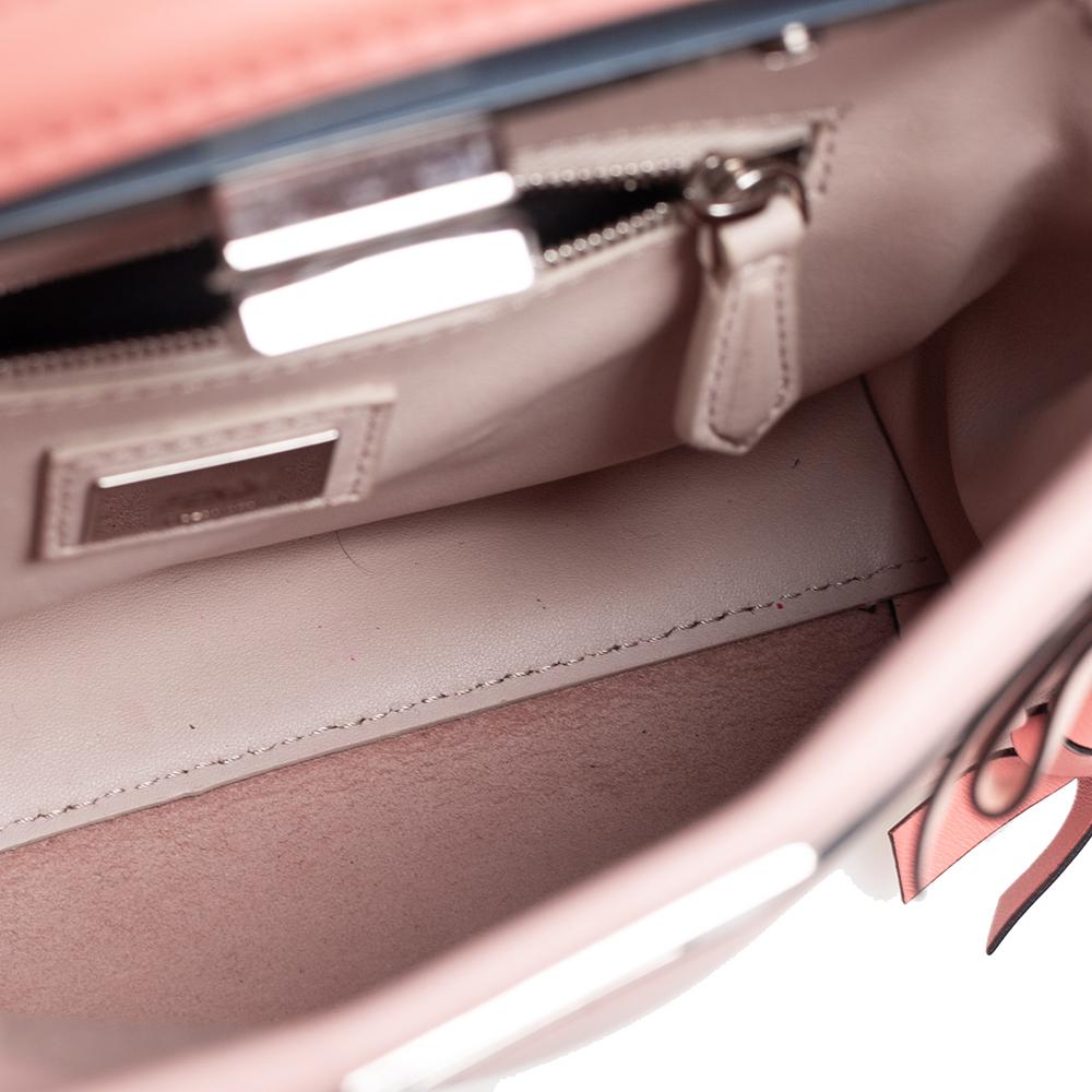 Fendi Multicolor Leather Whip Stitch Mini Peekaboo Top Handle Bag In Good Condition In Dubai, Al Qouz 2