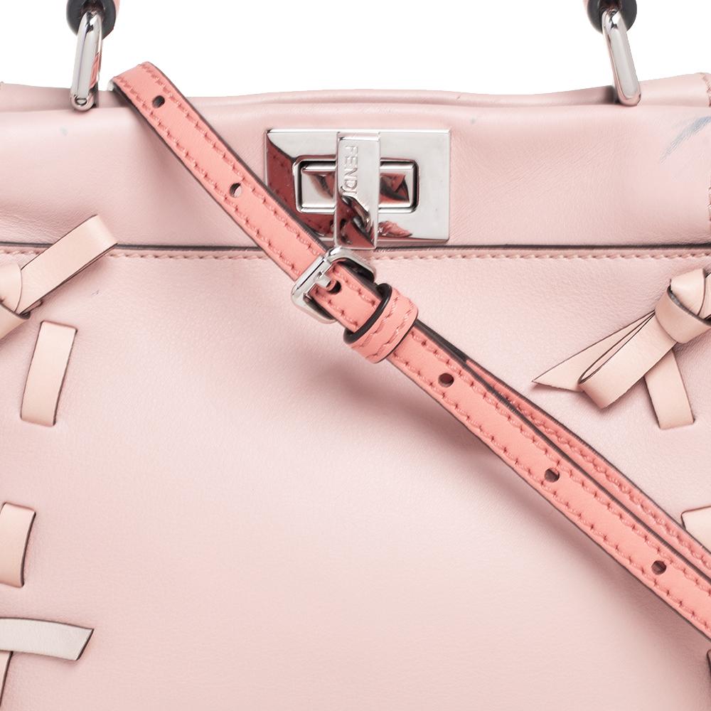 Women's Fendi Multicolor Leather Whip Stitch Mini Peekaboo Top Handle Bag