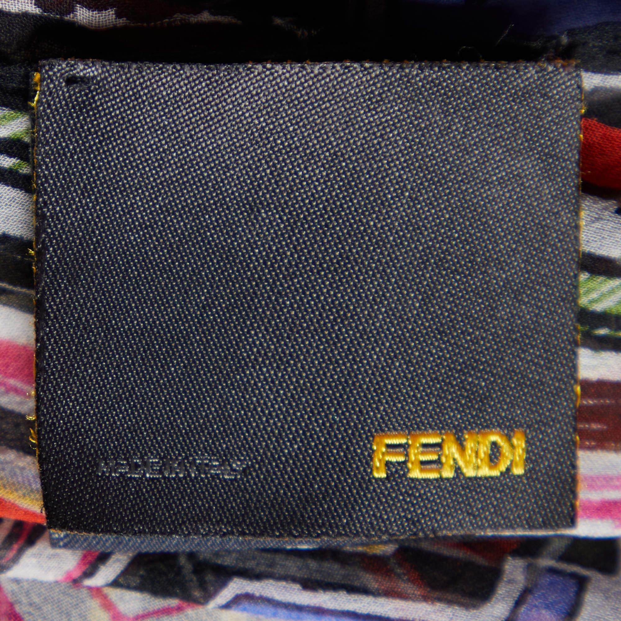 Women's Fendi Multicolor Letter Logo Printed Silk Scarf