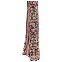 Fendi Multicolor Letter Logo Printed Silk Scarf