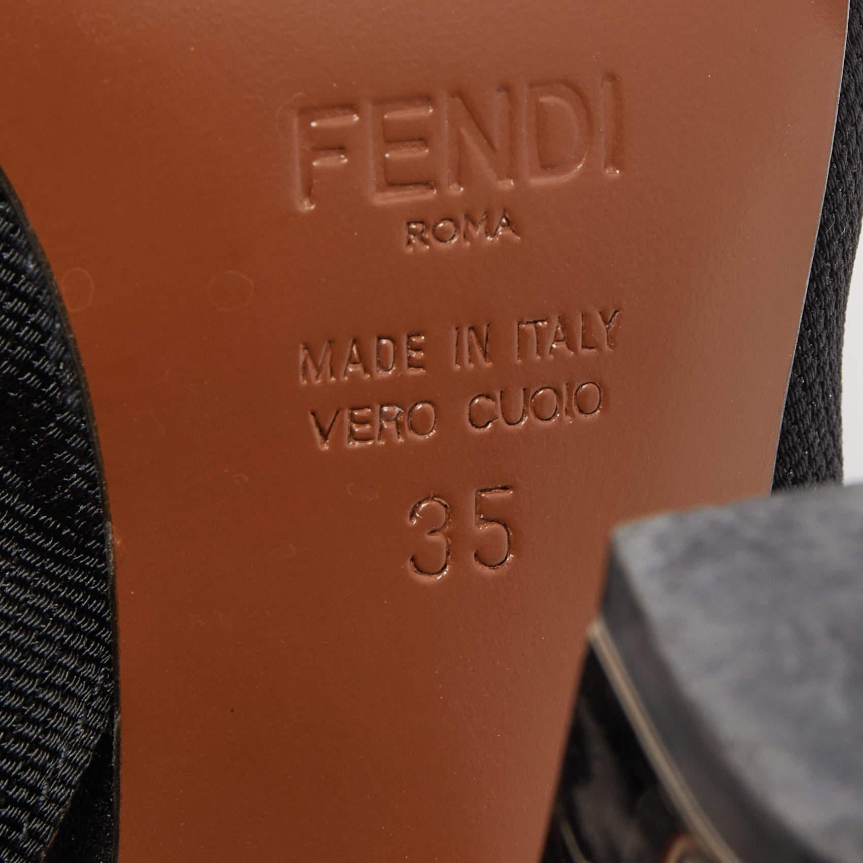 Fendi Multicolor Mesh and Canvas Colibri Slingback Pumps Size 35 5