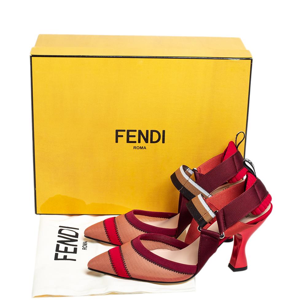 Women's or Men's Fendi Multicolor Mesh And Fabric Colibri Slingback Sandals Size 36