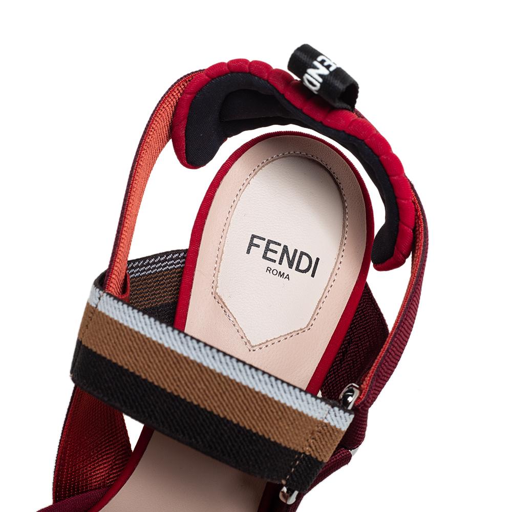 Fendi Multicolor Mesh And Fabric Colibri Slingback Sandals Size 36 2