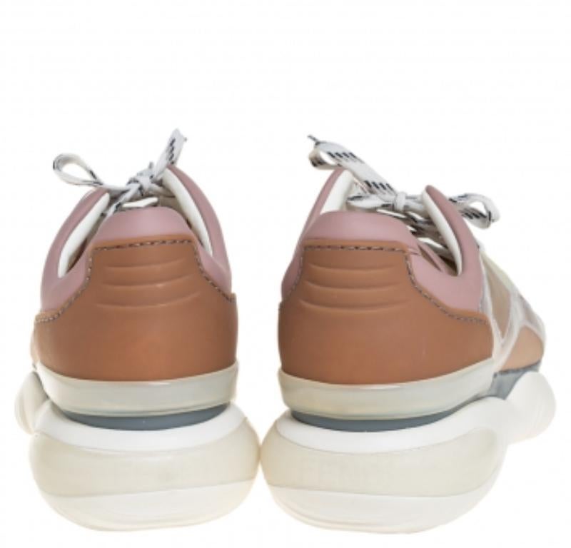 Fendi Multicolor Mesh And Leather Chunky Low Top Sneakers Size 38 For Sale 1