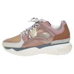 Fendi Multicolor Mesh And Leather Chunky Low Top Sneakers Size 38